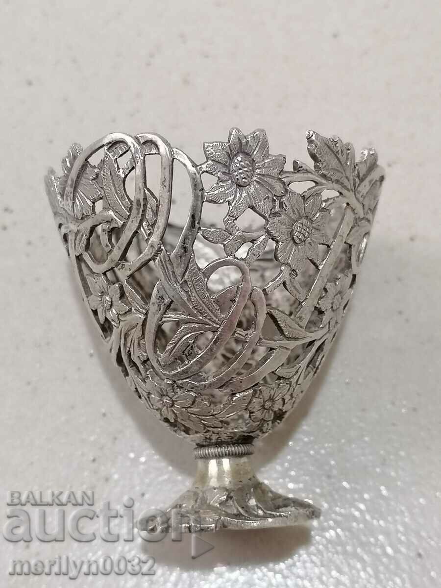 Възрожденски сребърен ажурен зарф великденско яйце сребро