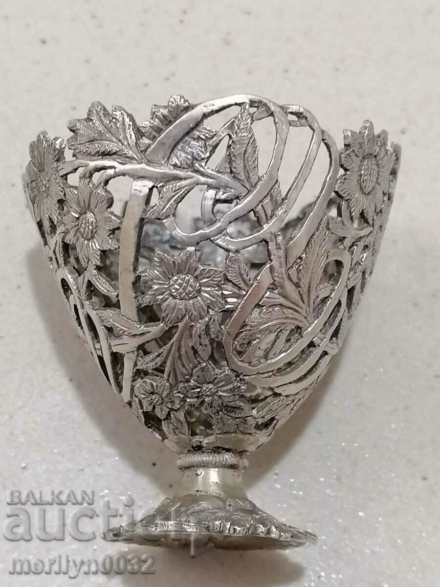 Възрожденски сребърен ажурен зарф великденско яйце сребро