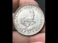 Южна Африка 5 шилинга 1953 Елизабет сребро