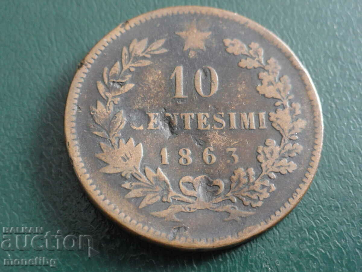 Δημοπρασία Ιταλία 1863 - 10 centesimi Δημοπρασία Ιταλία 1863 - 10 centesimi