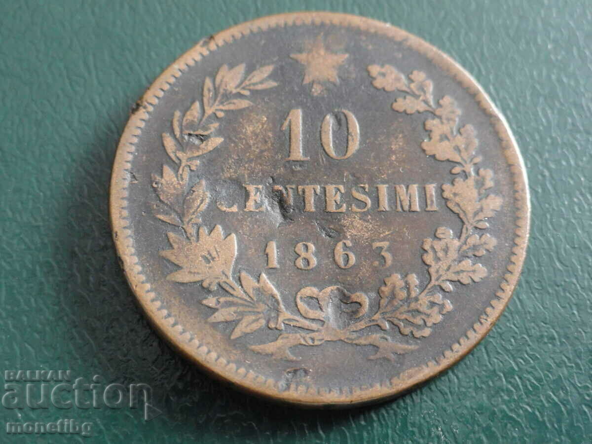 Ιταλία 1863 - 10 centesimi - 5 Ιταλία 1863 - 10 centesimi - 5