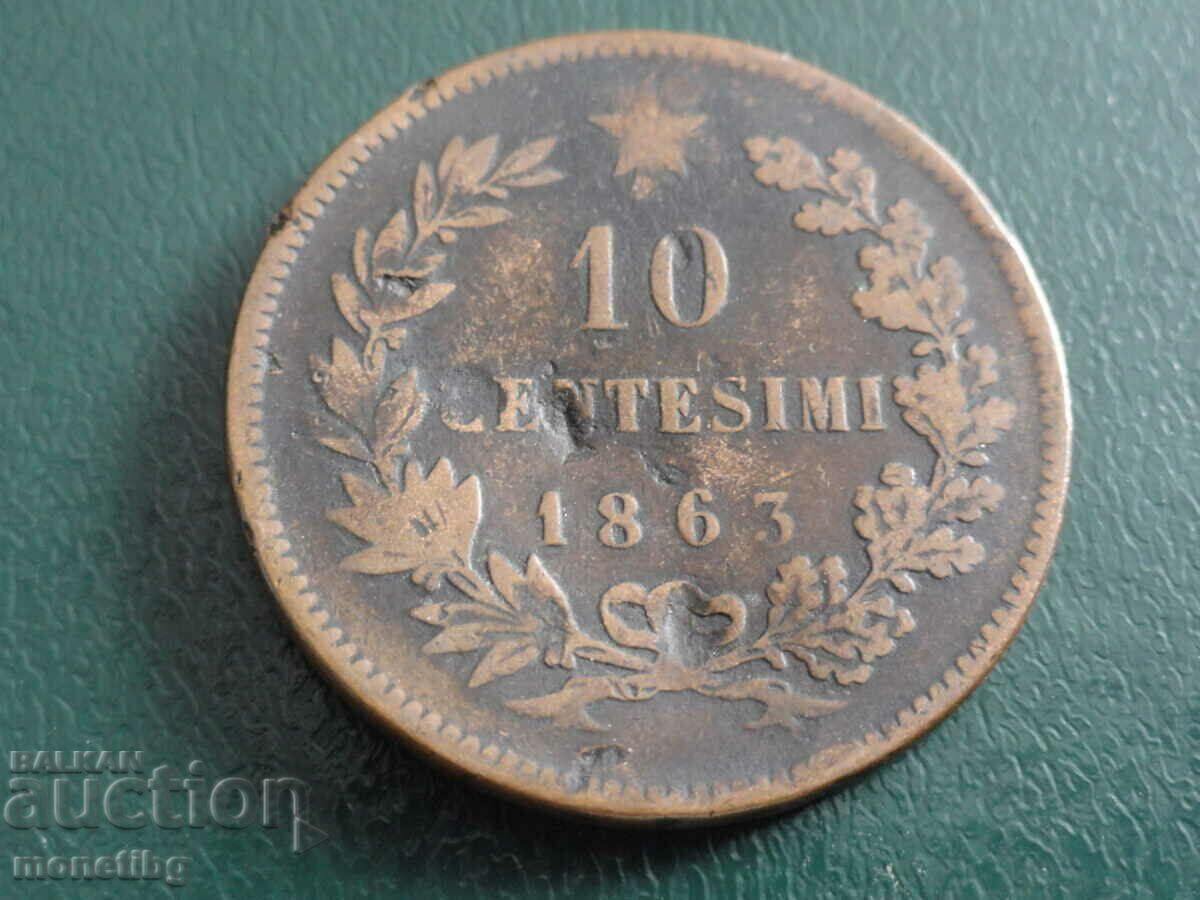Ιταλία 1863 - 10 centesimi Ιταλία 1863 - 10 centesimi