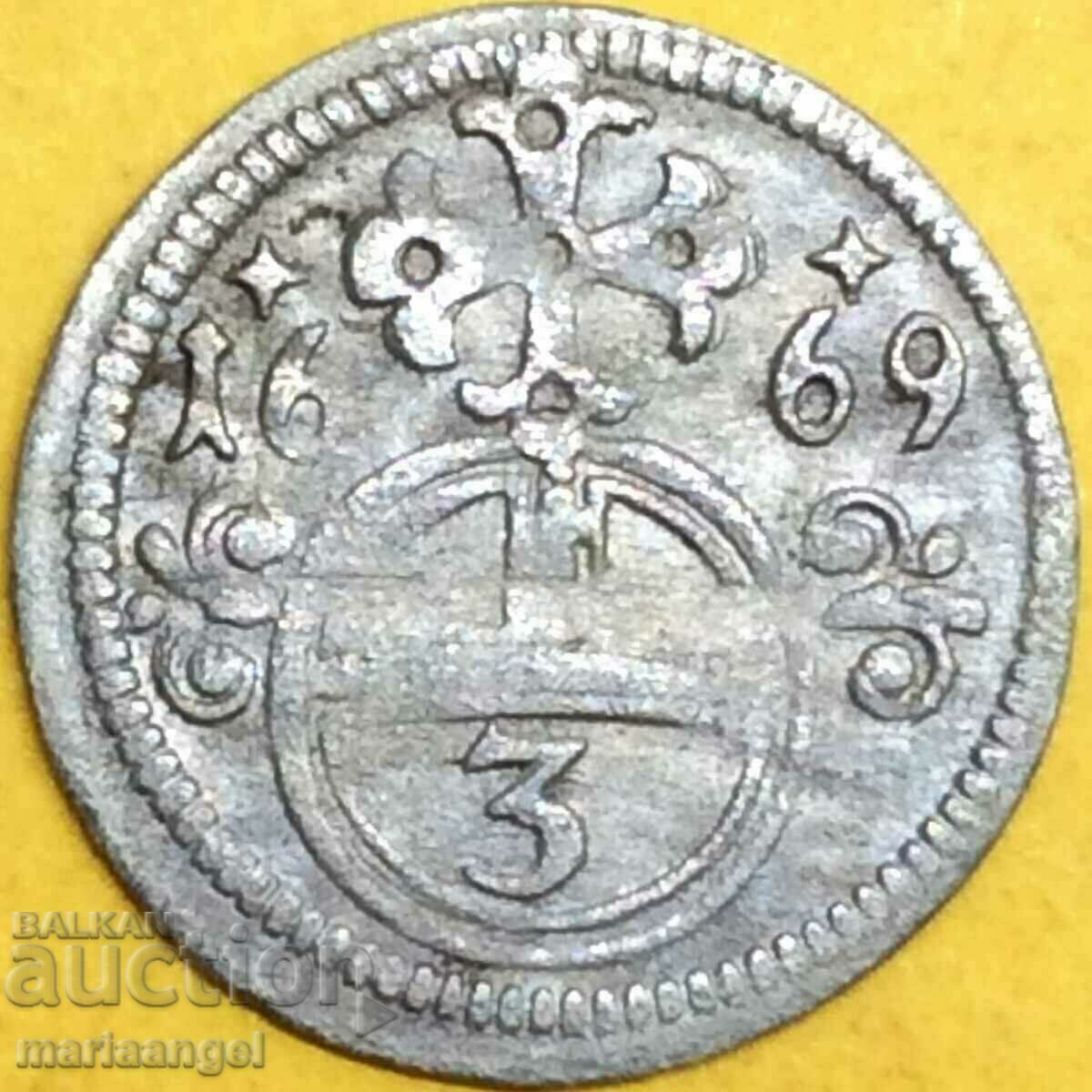 3 Kreuzer groschen 1669 Opeln Austria Leopold I ασημί