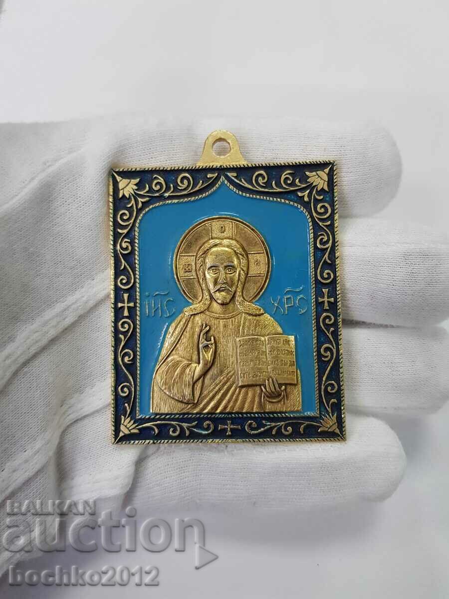 Колекционна стара руска икона Иисус Христос 20 в.