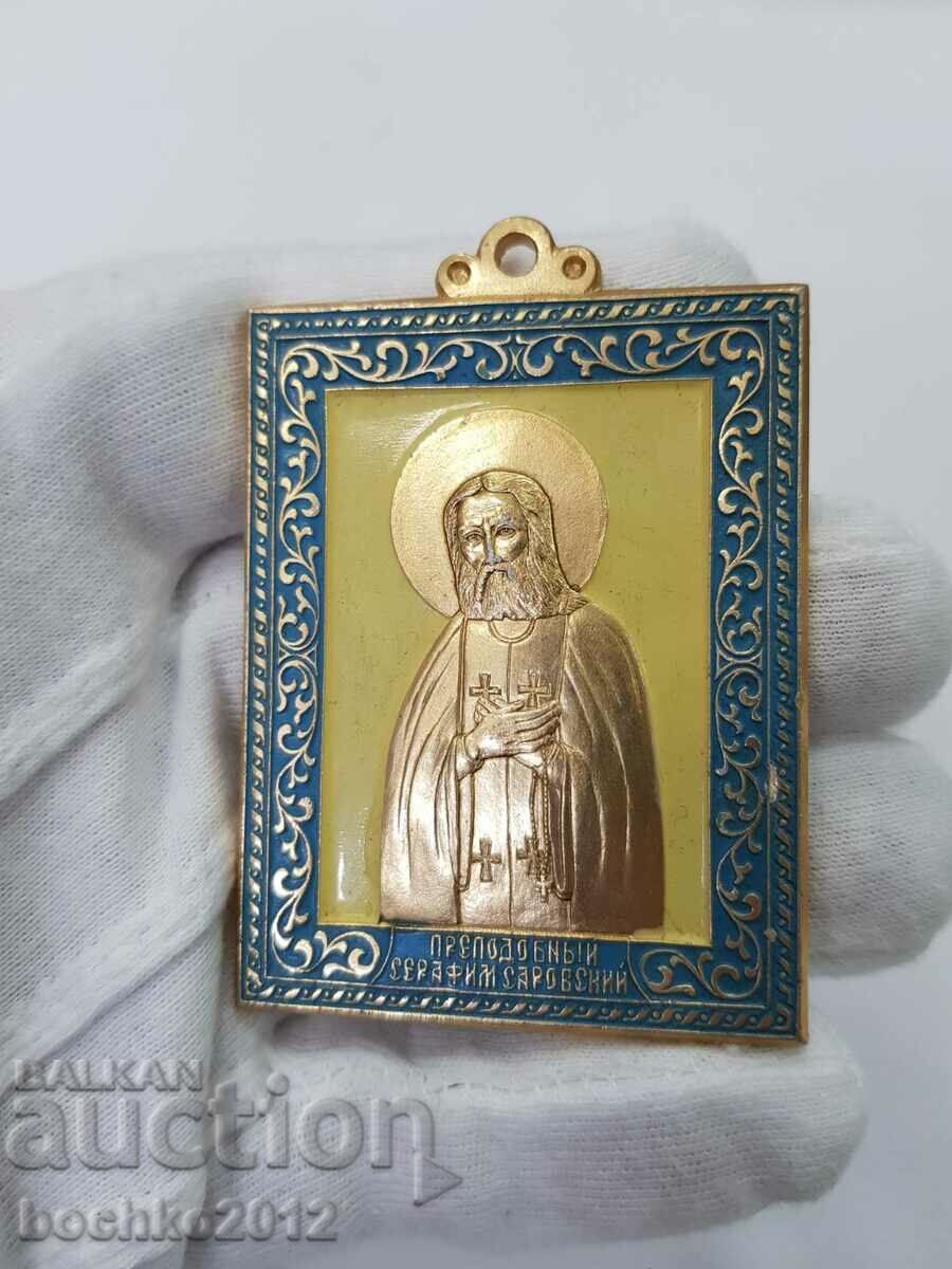Icoană veche rusă de colecție Iisus Hristos 20c. Sf. Serafim