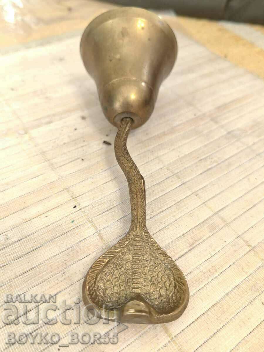 Old Bronze Hand Bell Bell Servant Cobra Handle - 5 Old Bronze Hand Bell Bell Servant Cobra Handle - 5