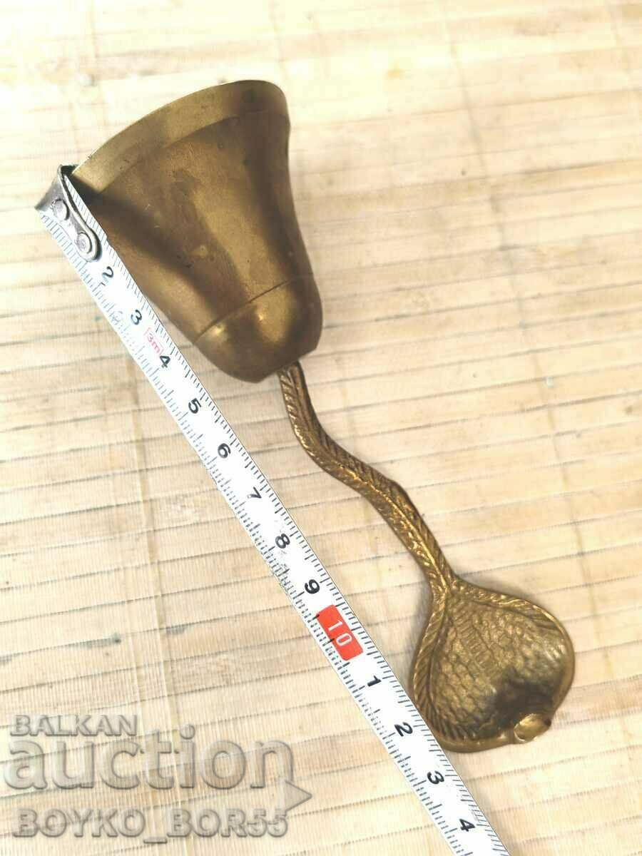 Old Bronze Hand Bell Bell Servant Cobra Handle - 6 Old Bronze Hand Bell Bell Servant Cobra Handle - 6