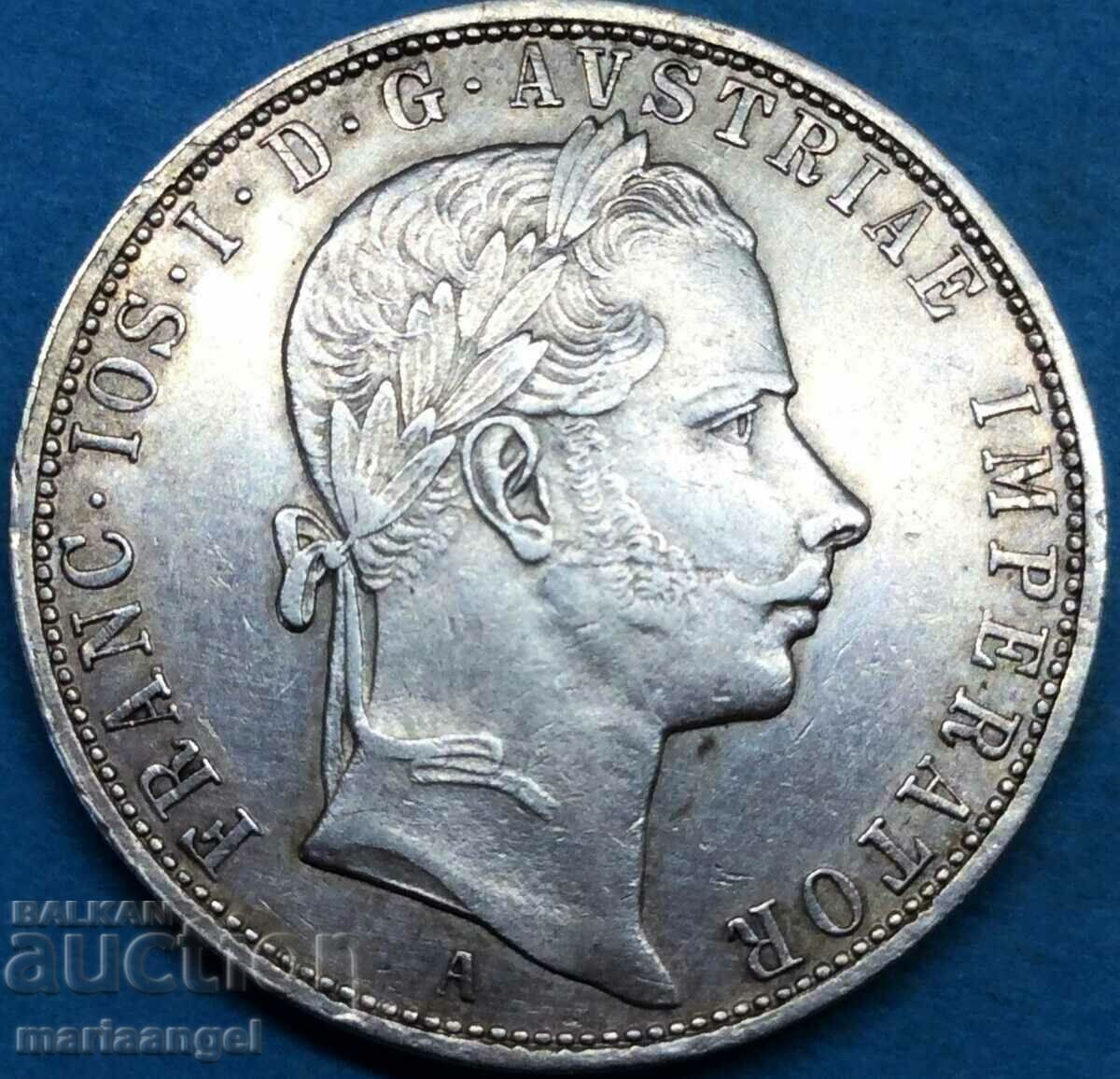 Австрия 1 флорин 1858  А - Вена Франц Йозеф сребро Патина