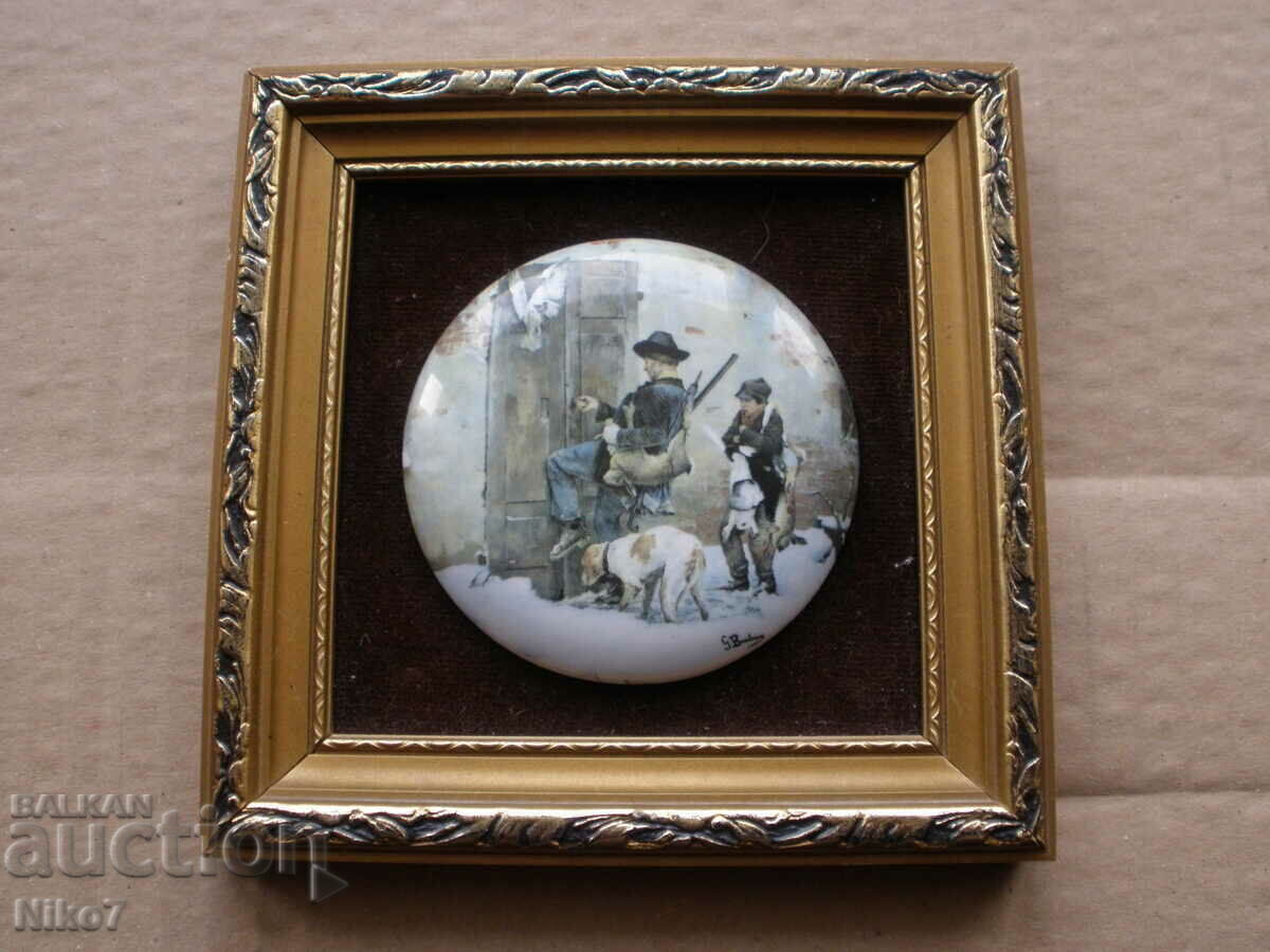 Antique, ceramic wall panel - hunting theme. with price 34.99 BGN | € 17.89 Antique, ceramic wall panel - hunting theme. with price 34.99 BGN | € 17.89