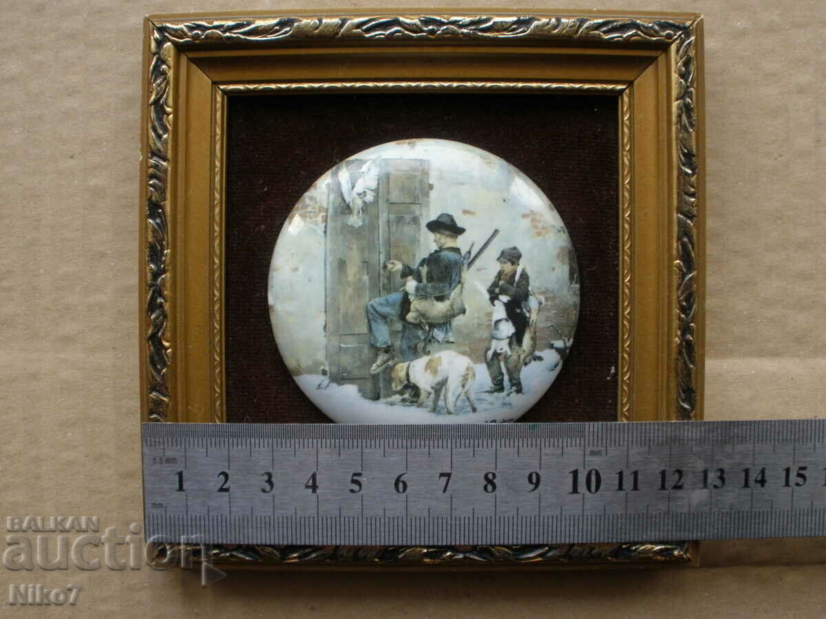 Antique, ceramic wall panel - hunting theme. - 6 Antique, ceramic wall panel - hunting theme. - 6