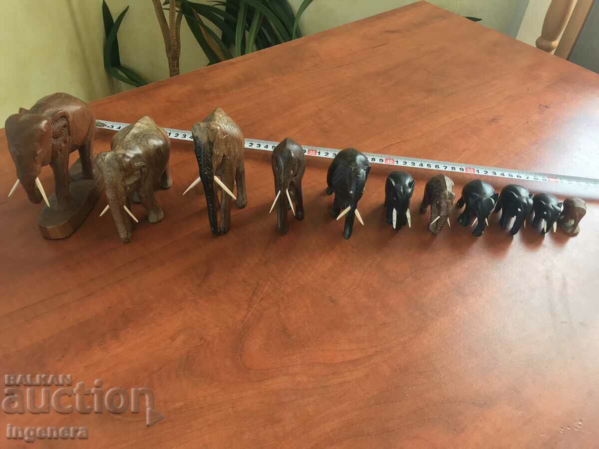 FIGURE WOOD PLASTIC CARVING STATUETTE SCULPTURE-ELEPHANT - 5 FIGURE WOOD PLASTIC CARVING STATUETTE SCULPTURE-ELEPHANT - 5