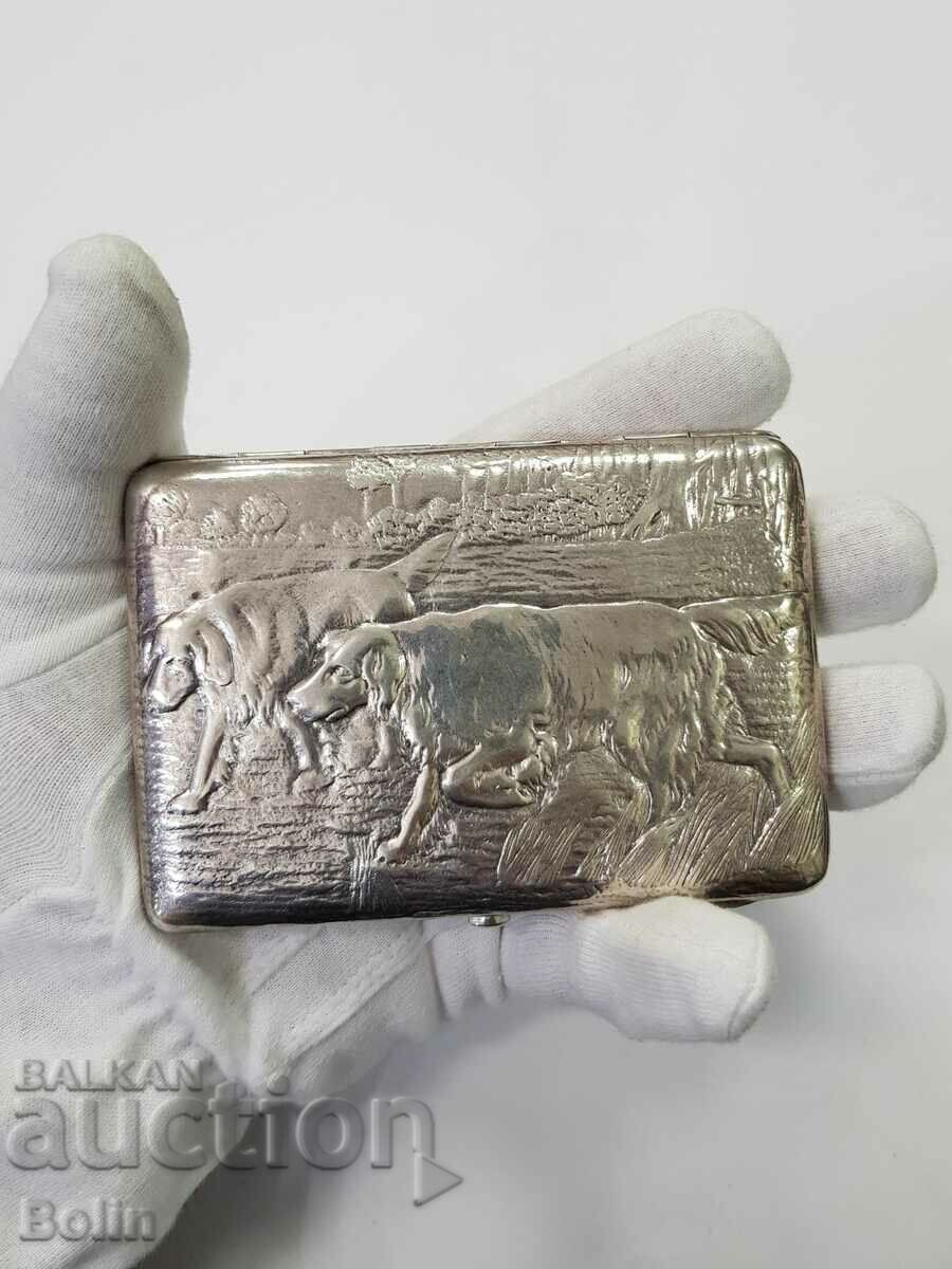 Russian tsar's snuffbox 84 sample with bogatyr and dogs with price 2200.00 BGN | € 1124.84 Russian tsar's snuffbox 84 sample with bogatyr and dogs with price 2200.00 BGN | € 1124.84