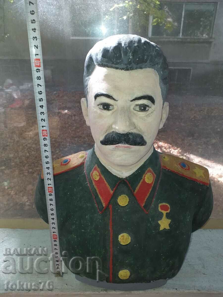 Μεγάλη γύψινη προτομή του Στάλιν ζωγραφισμένη με λαδομπογιές - 6 Μεγάλη γύψινη προτομή του Στάλιν ζωγραφισμένη με λαδομπογιές - 6
