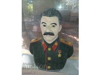 Large plaster bust of Stalin painted with oil paints