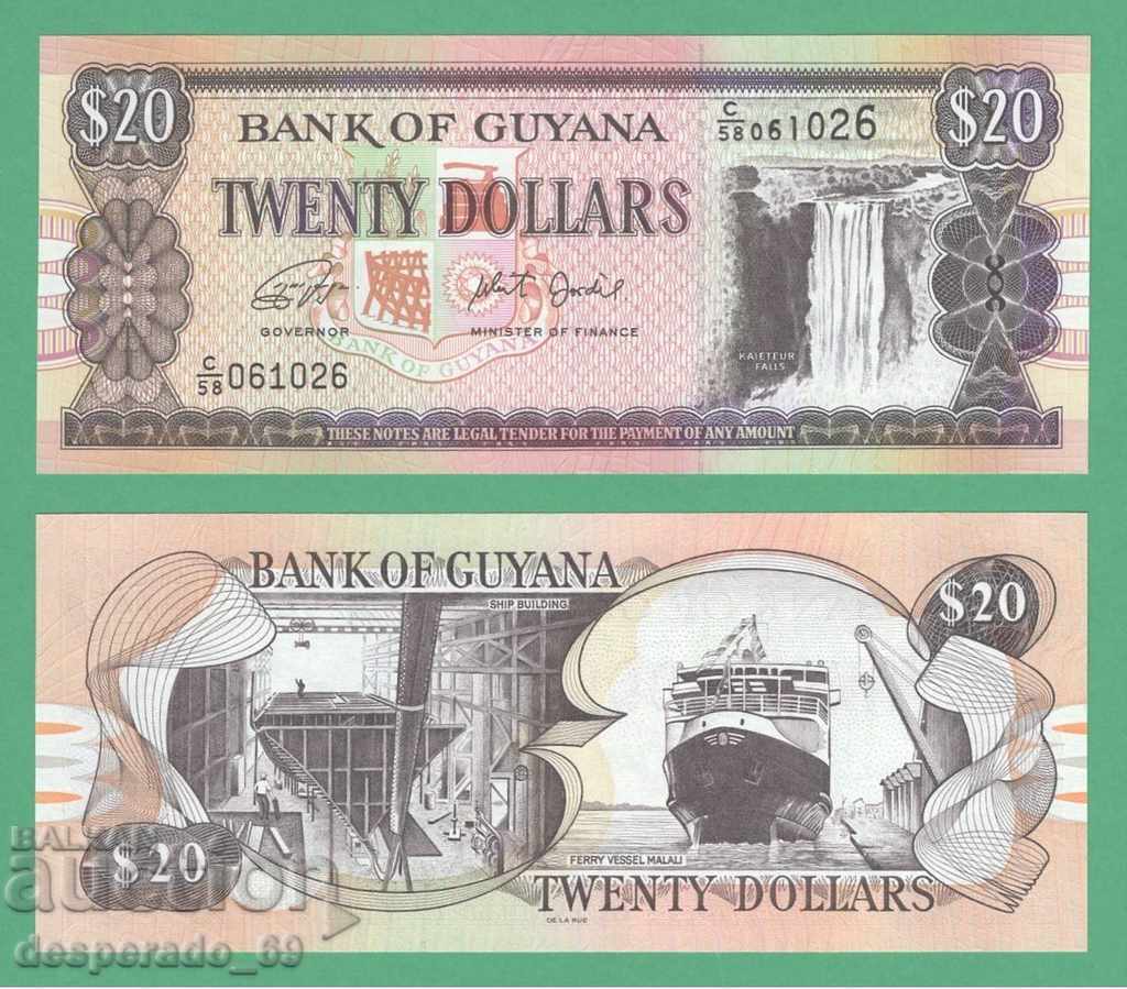 (¯`'•.¸ GUYANA (GUIANA) 20 USD 2018 UNC ¸.•'´¯)