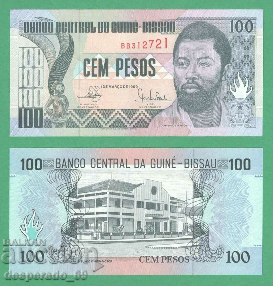 (¯`'•.¸ GUINEA-BISSAU 100 pesos 1990 UNC ¸.•'´¯)