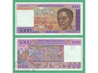 (¯`'•.¸   МАДАГАСКАР  5000 франка 1995  UNC   ¸.•'´¯)