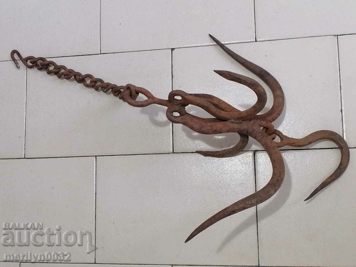 Auction Butcher hook for scraping chain wrought iron Auction Butcher hook for scraping chain wrought iron