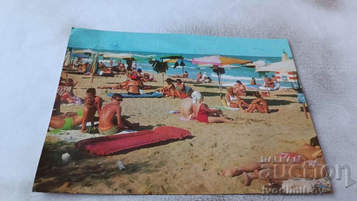 Пощенска картичка Златни пясъци Плажът 1975