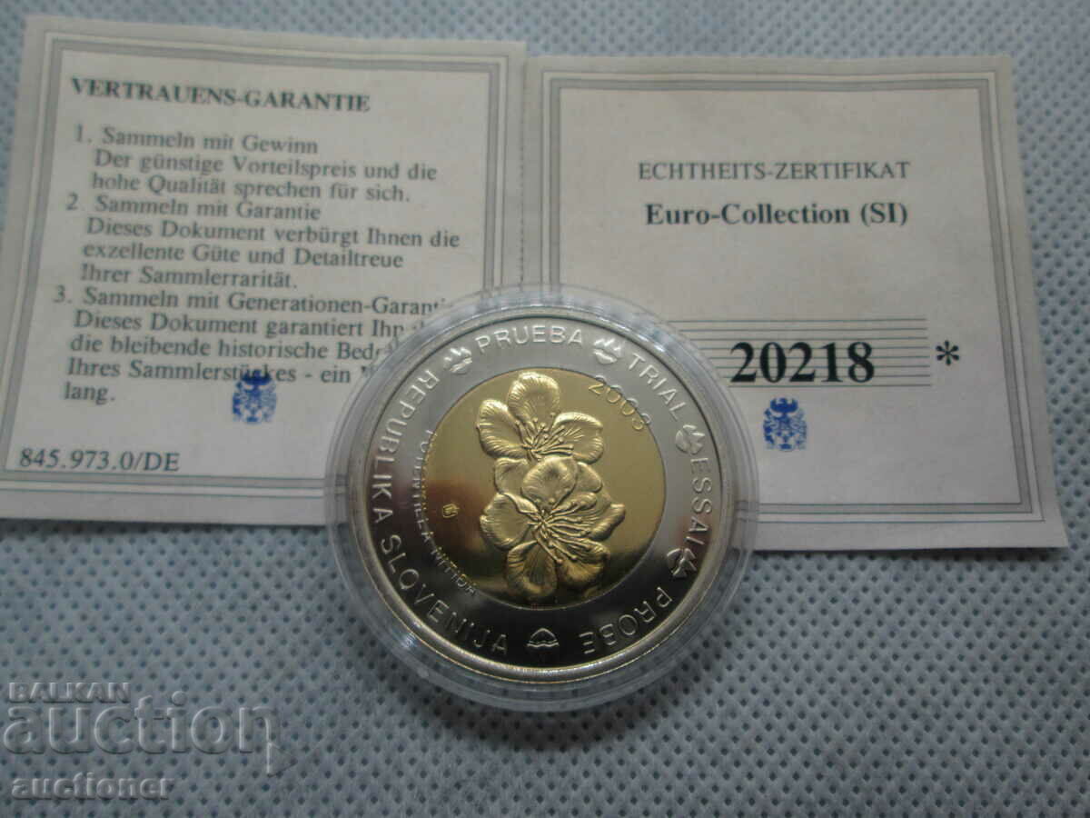 MEDAL, PLAQUE 2 EURO SAMPLE SLOVENIA with price 20.00 BGN | € 10.23 MEDAL, PLAQUE 2 EURO SAMPLE SLOVENIA with price 20.00 BGN | € 10.23
