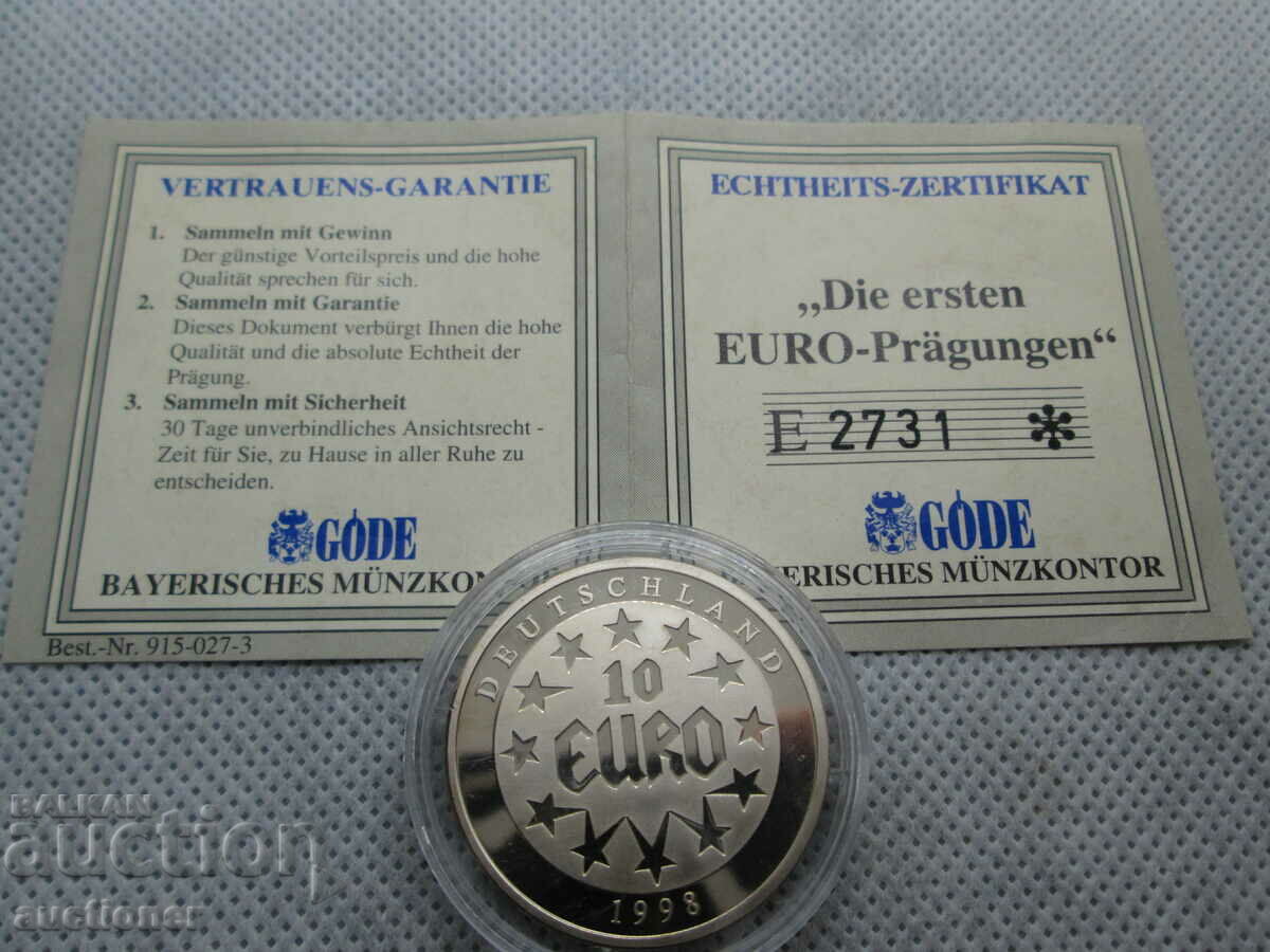 Auction MEDAL, PLAQUE 10 EURO GERMANY-1998 Auction MEDAL, PLAQUE 10 EURO GERMANY-1998