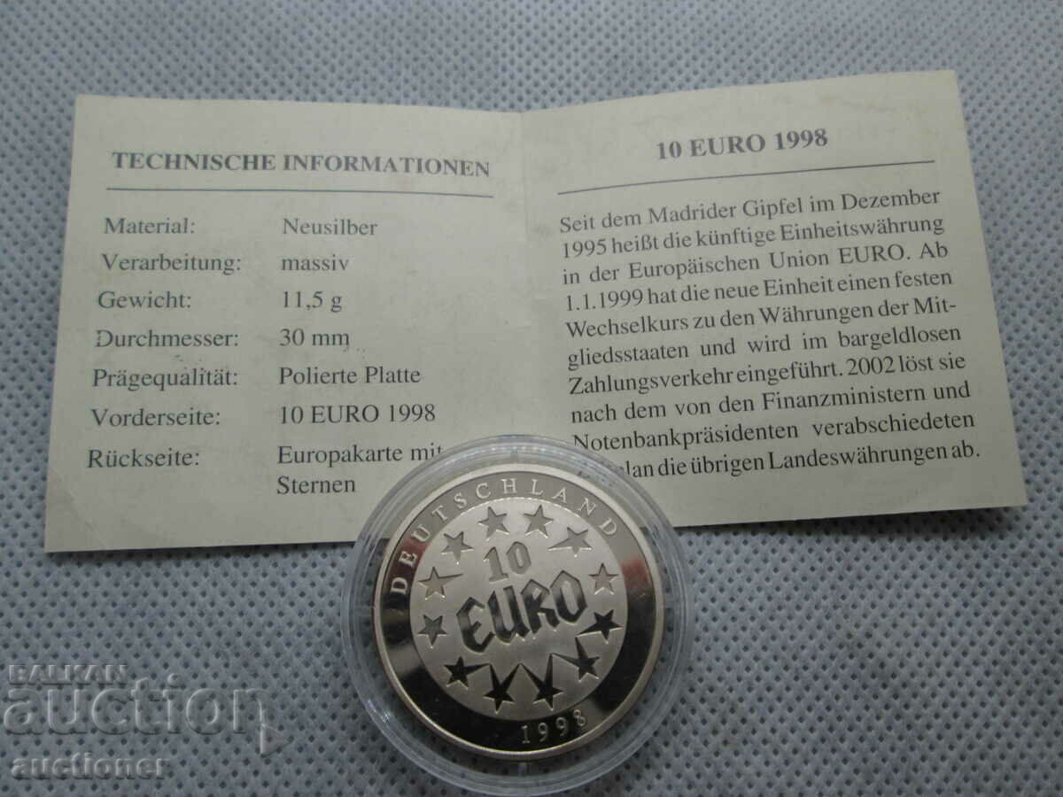 MEDAL, PLAQUE 10 EURO GERMANY-1998 - 5 MEDAL, PLAQUE 10 EURO GERMANY-1998 - 5