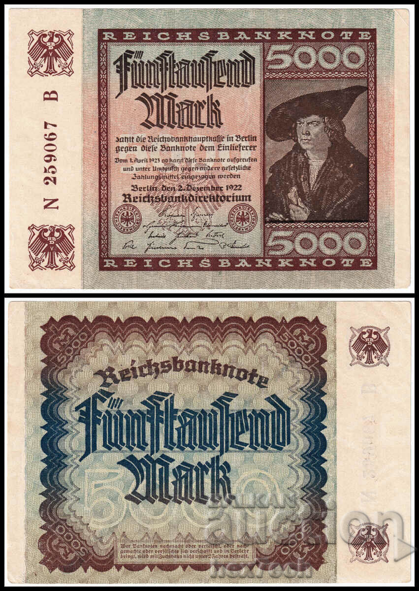 ⭐ ⭐ Germania 1922 5000 de mărci ⭐ ❤️