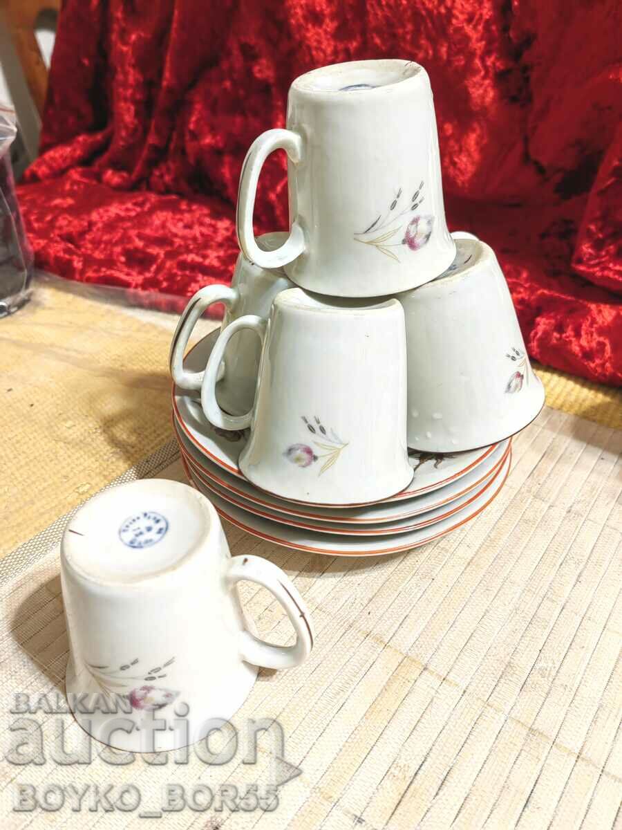 Παράδοση Antique Bulgarian Early Soc πορσελάνινες κούπες Φλιτζάνια καφέ Παράδοση Antique Bulgarian Early Soc πορσελάνινες κούπες Φλιτζάνια καφέ