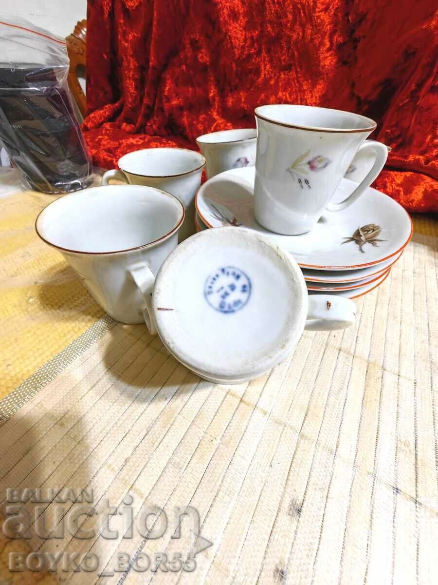 Antique Bulgarian Early Soc πορσελάνινες κούπες Φλιτζάνια καφέ - 6 Antique Bulgarian Early Soc πορσελάνινες κούπες Φλιτζάνια καφέ - 6
