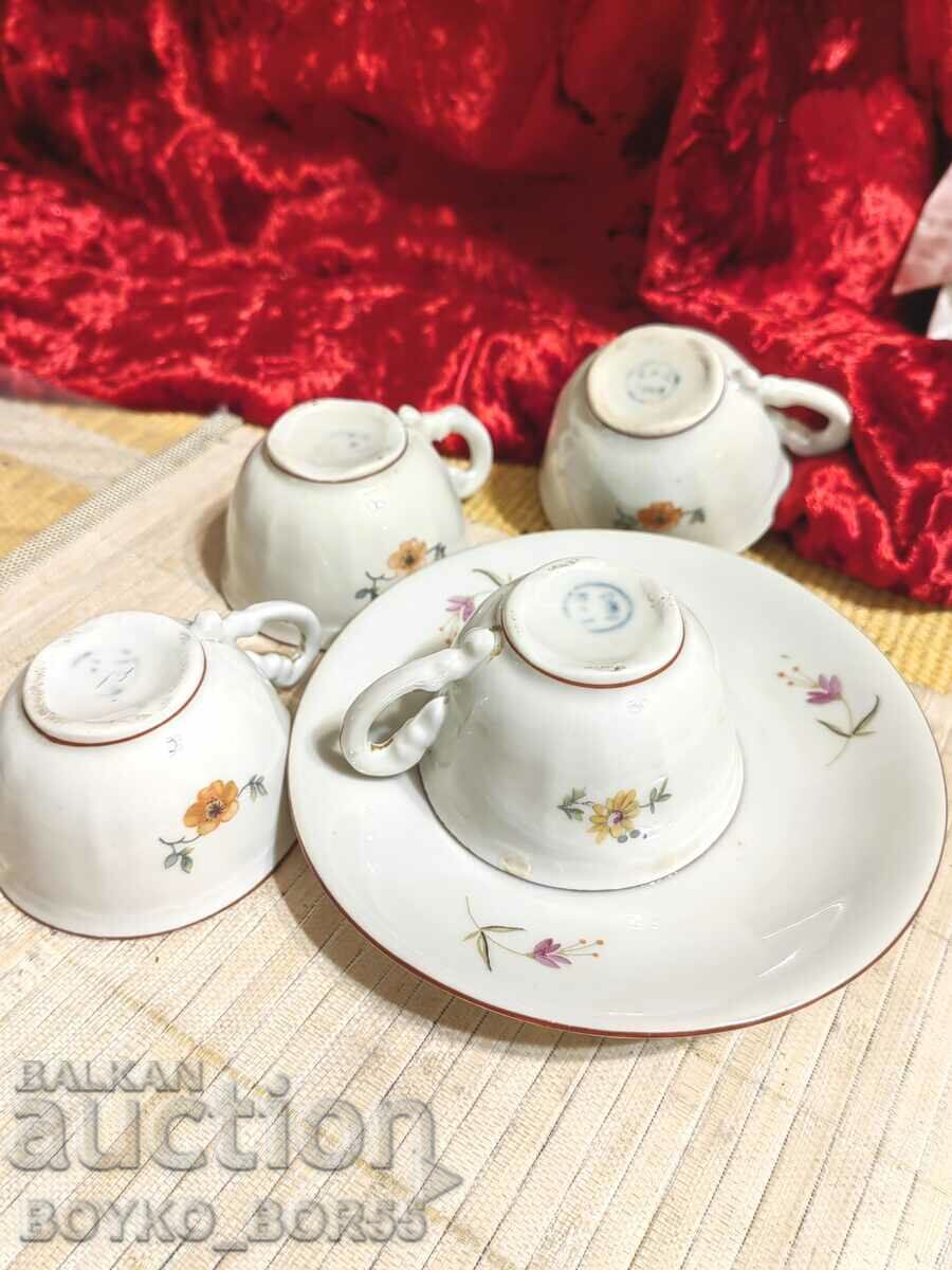 Antique Bulgarian Early Soc Porcelain Mugs Cups Coffee