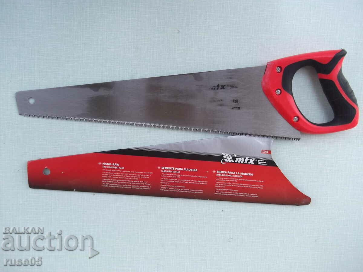 Saw for wood "MTX, 450 mm, 7-8 TPI, hardened 3D-teeth" with price 8.00 BGN | € 4.09 Saw for wood "MTX, 450 mm, 7-8 TPI, hardened 3D-teeth" with price 8.00 BGN | € 4.09
