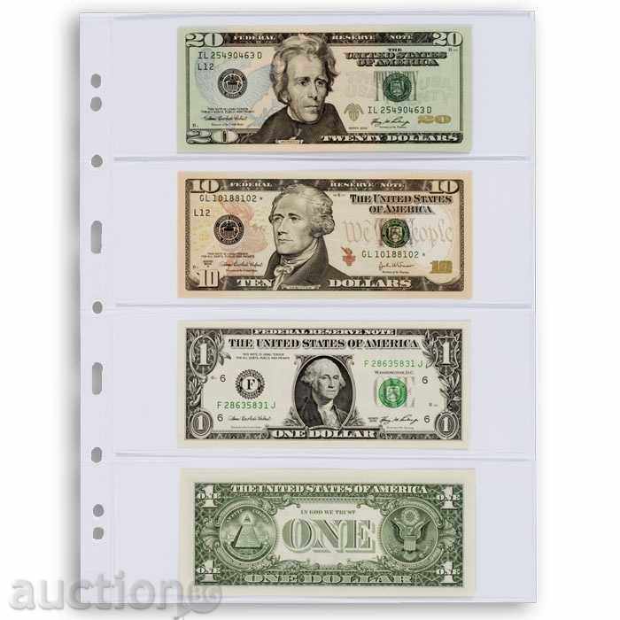 Листи за банкноти за албуми от системата Grande прозрачни C4