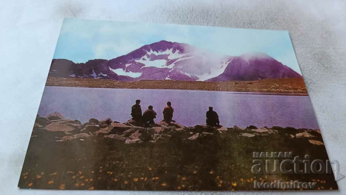 Καρτ ποστάλ Pirin Temnoto Ezero με την κορυφή Καμενίτσα