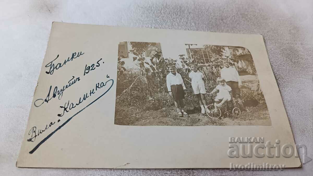 Photo Bankya Children with a vintage bicycle in front of Villa Kalina 1925