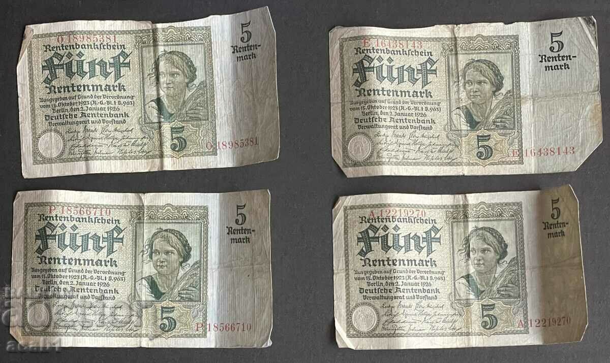 LOT Germany 5/10 Rentenmark 1926