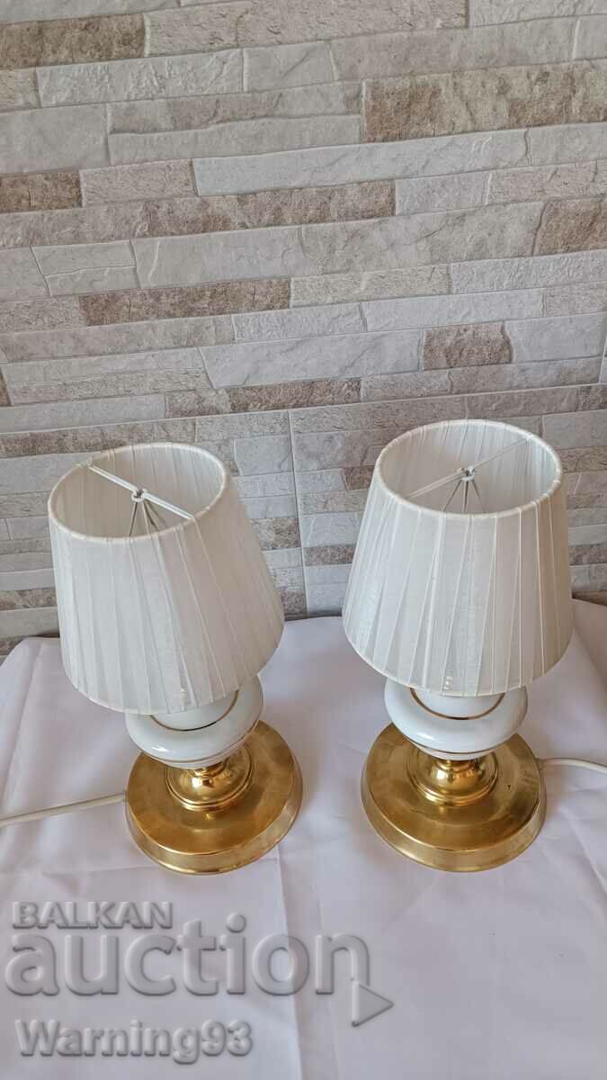 Set of old bedside lamps - brass and porcelain - Antique with price 160.00 BGN | € 81.81