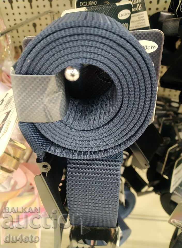 Аукцион Мъжки регулируем колан с матирана метална катарама в черен ц