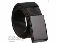 Men's adjustable belt with matte metal buckle in black