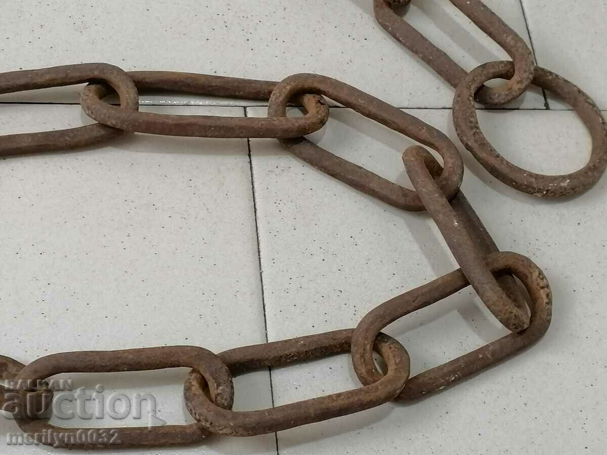 Old forged chain with hook, chain link chain - 7 Old forged chain with hook, chain link chain - 7