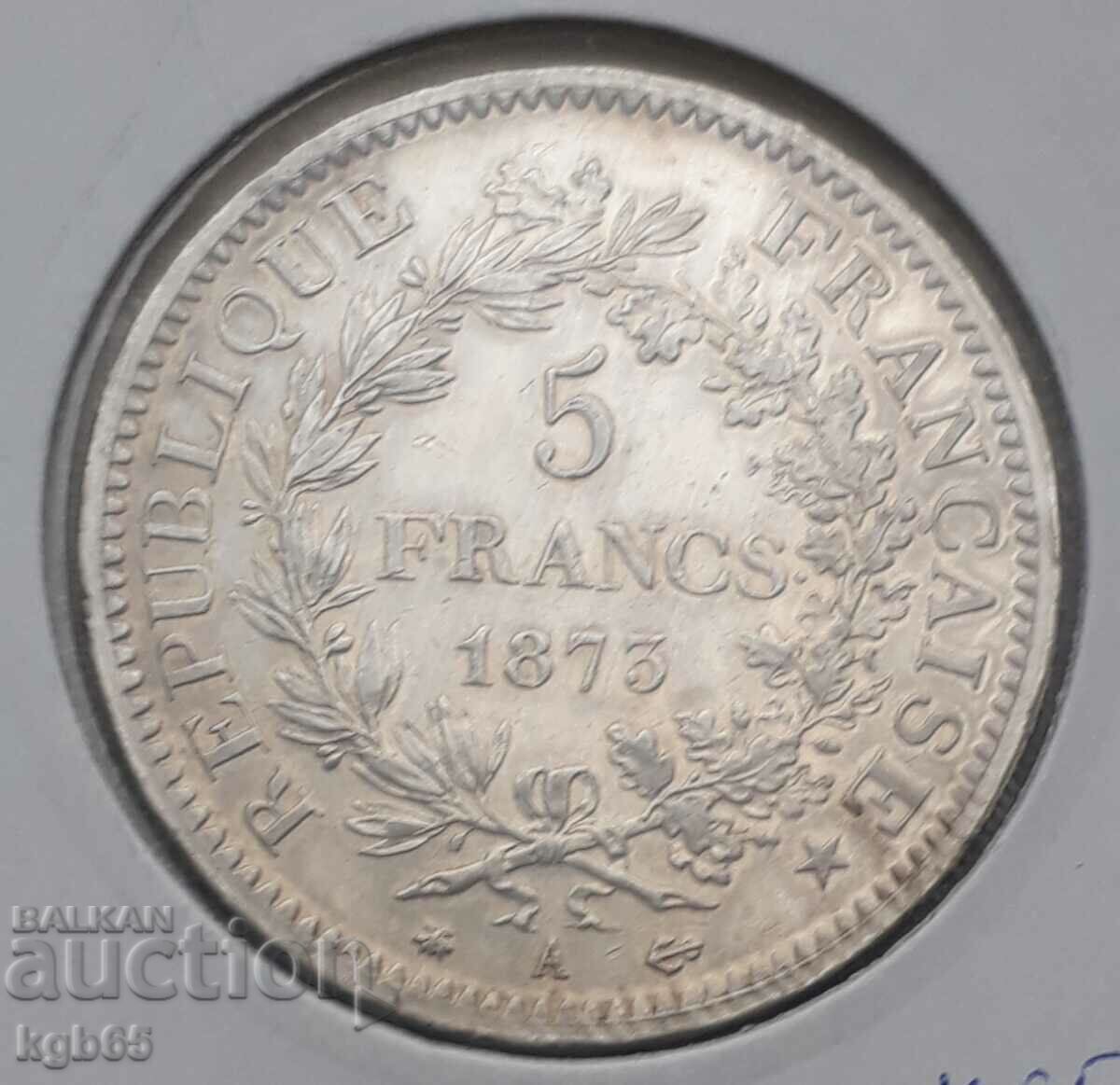 5 francs 1873. France. Super quality.
