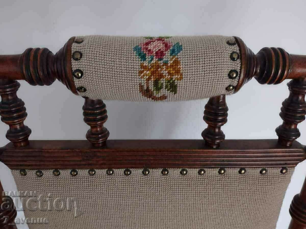 Very old rocking chair, wood, tapestry, DjKv, 21.03.25 - 6