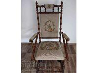 Very old rocking chair, wood, tapestry, DjKv, 8/11/2023