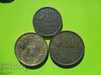 10 francs 1951 and 20 francs 1950 and 1952 France