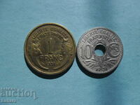 10 сантима и 1 франк 1931 г. Франция