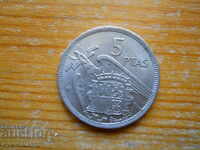 5 pesetas 1957 - Spania