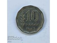 Аржентина 10 песос 1962 година