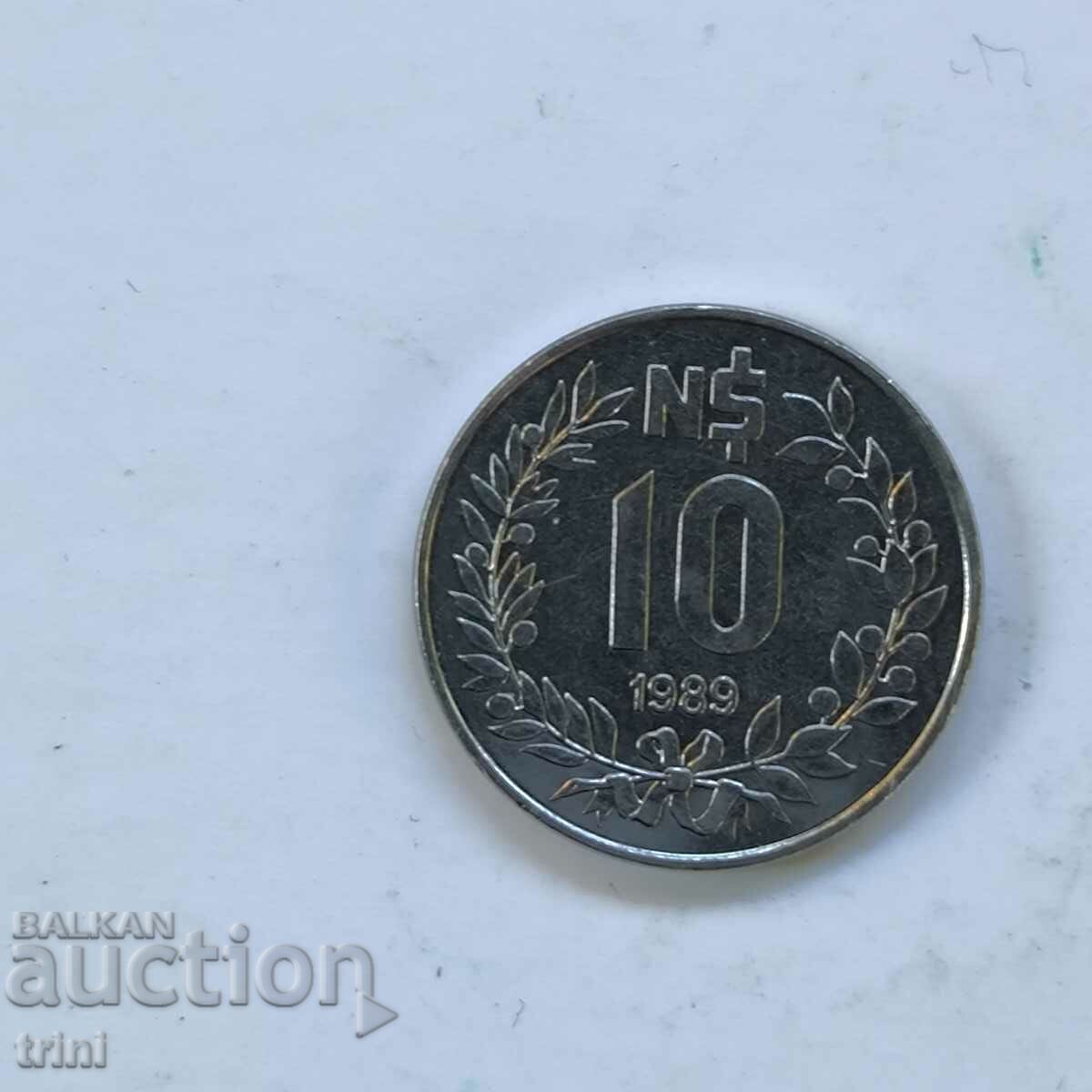 Уругвай 10 песос 1989 година