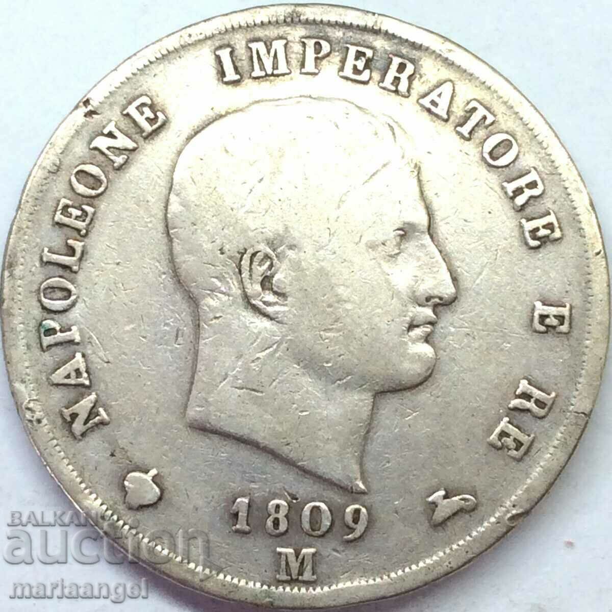 Наполеон 5 лири 1809 М-Милан Италия сребро