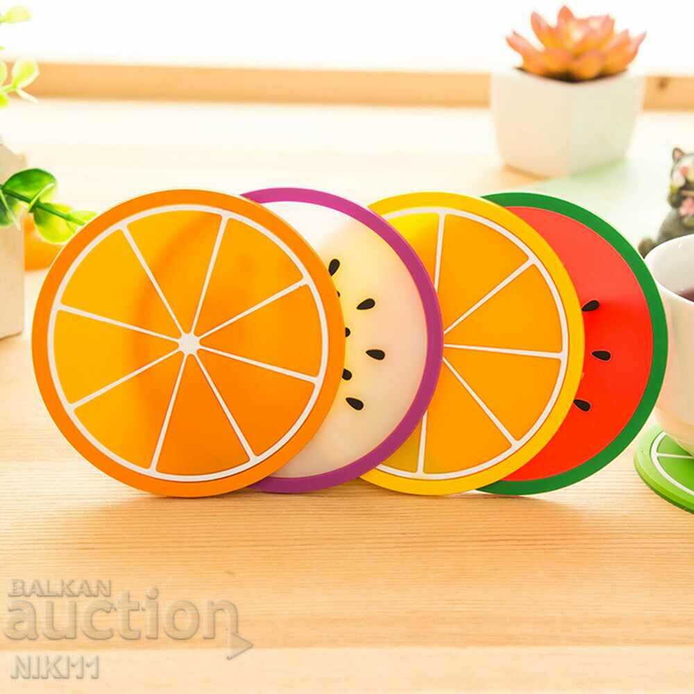 Fruit shaped silicone coasters set of 6 with price 9.00 BGN | € 4.60 Fruit shaped silicone coasters set of 6 with price 9.00 BGN | € 4.60
