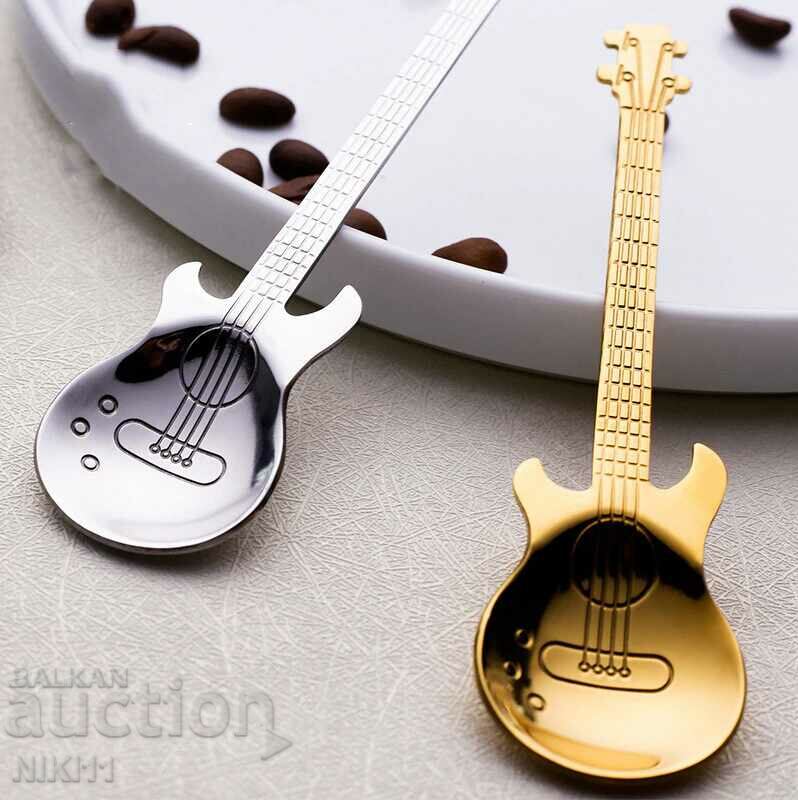Metal spoon Guitar for coffee, tea